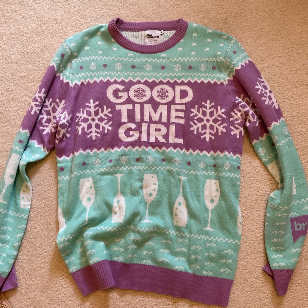 Good Time Girl Ugly Sweater - Mint Green and Purple